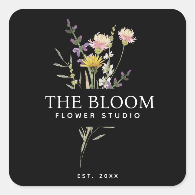 Étiquette minimaliste de bouquet fleuriste (Devant)