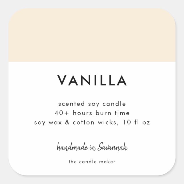 Étiquette minimaliste d'emballage couleur bougie C (Devant)