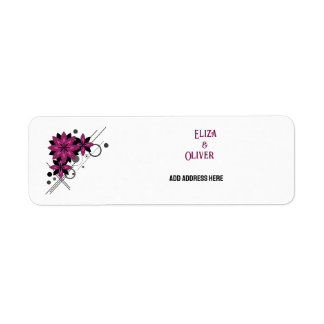 Étiquette Minimaliste élégant moderne luxe floral bordeaux