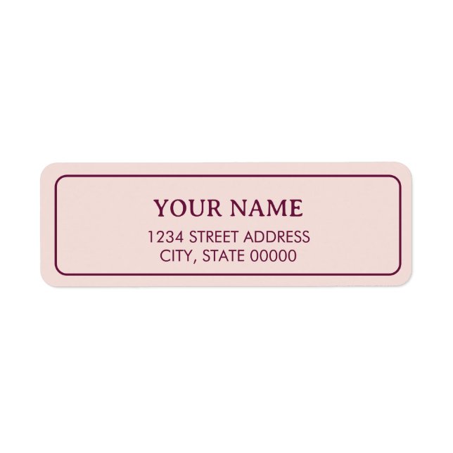 Étiquette Minimaliste Élégant Rose Pâle Blush  (Devant)