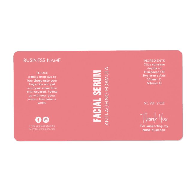 Étiquette minimaliste moderne à goutte rose (Devant)