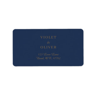 Étiquette Minimaliste moderne Adresse de Mariage Marine et