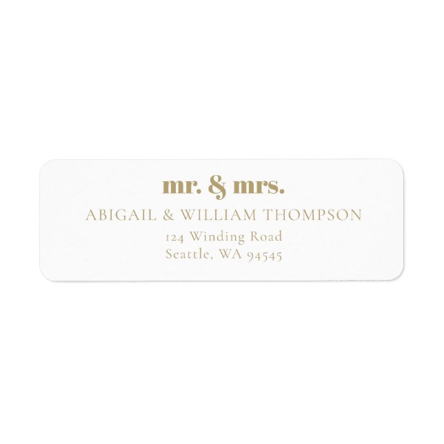 Étiquette Minimaliste moderne Gold Mariage Adresse de retour (Devant)