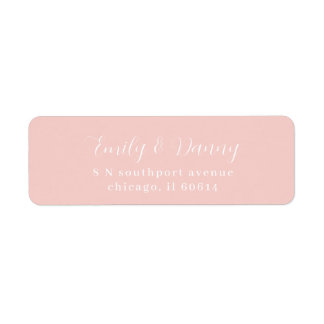 Étiquette Minimaliste Peach Pink Elegant Mariage Adresse