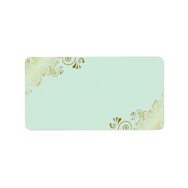 Étiquette Mint Green & Gold do-it-yourself Imprimer l'adress (Devant)