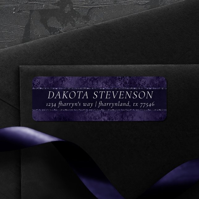 Étiquette Minuit Indigo Romance | Satiny Grunge Adresse (Créateur téléchargé)
