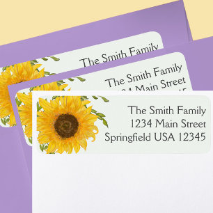 Étiquette Minuscule Stylish Floral Sunflower Adresse de reto