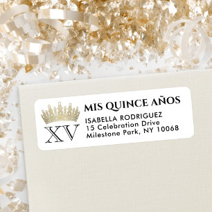 Étiquette Mis XV Años Gold Quinceañera Crown Adresse de reto