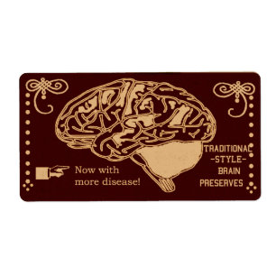 Étiquette mise en boîte visqueuse de cerveau de Halloween
