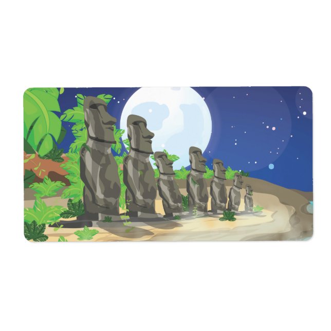Étiquette Moai de l'île de Pâques (Devant)