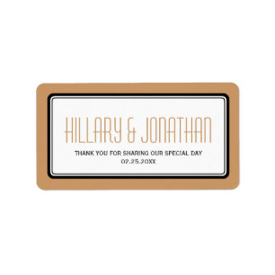 Étiquette Mocha marron rectangulaire cadre mariage pour étiq