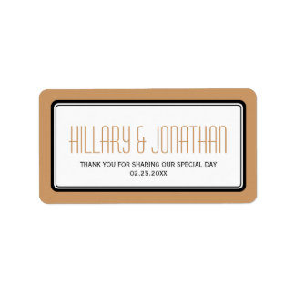 Étiquette Mocha marron rectangulaire cadre mariage pour étiq