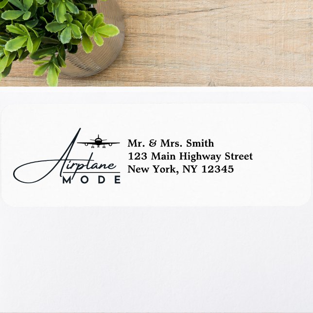 Étiquette Mode avion, Voyage, Script minimal, Aviation (Créateur téléchargé)