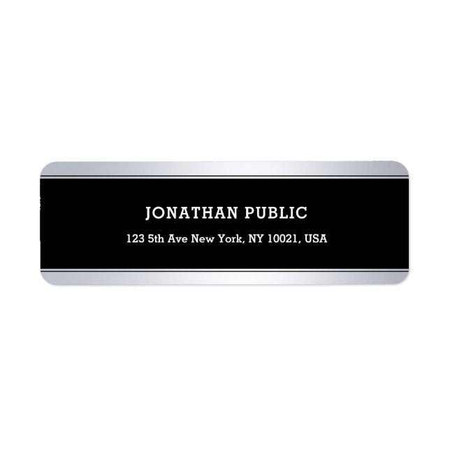 Étiquette Modèle Arrière - plan argenté noir sophistiqué (Devant)