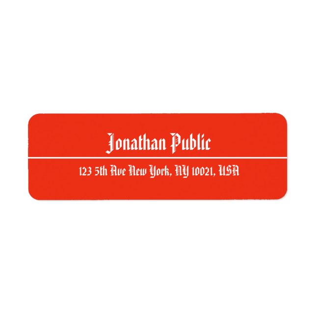 Étiquette Modèle d'adresse de retour de script de main de No (Devant)