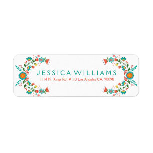 Étiquette Modèle de cadre de couronnes florales colorées