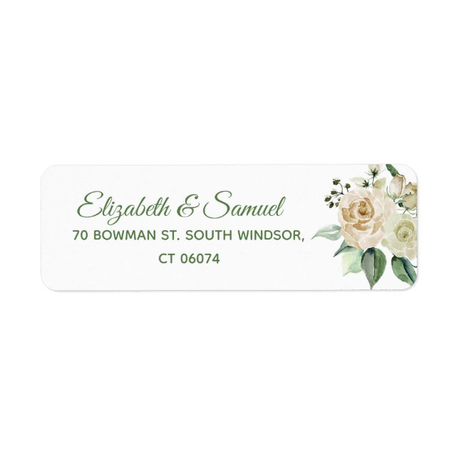 Étiquette Modèle de noms de mariage de rose de crème mariée  (Devant)