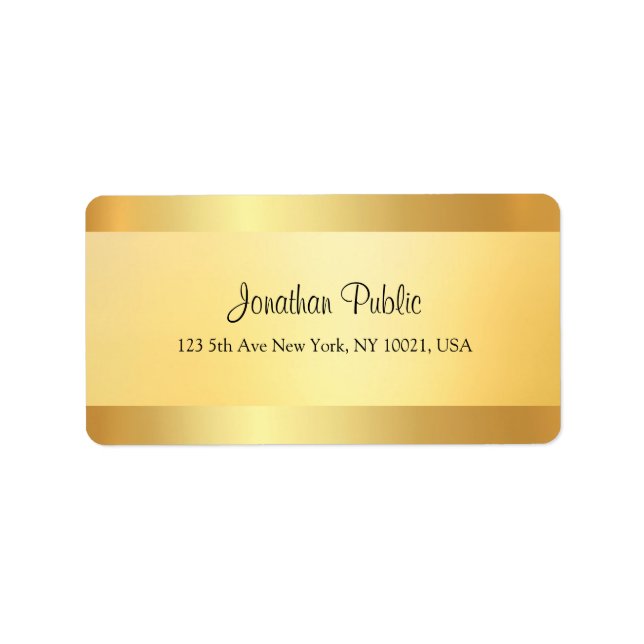 Étiquette Modèle de script manuscrit moderne Faux Gold (Devant)