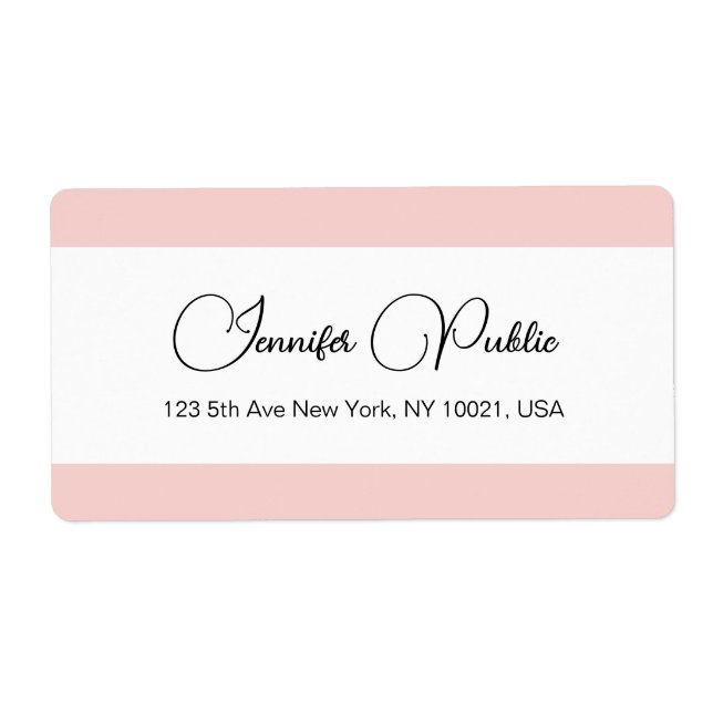 Étiquette Modèle de typographie Blush Rose Blanc Expédition (Devant)