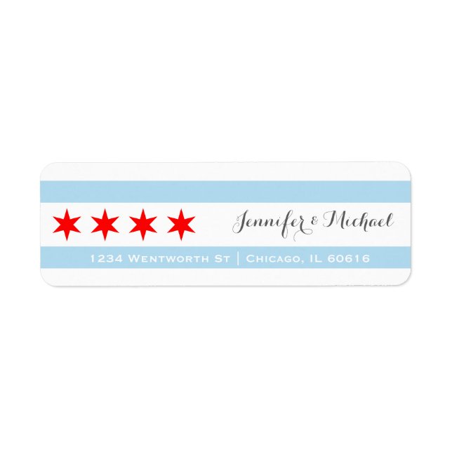 Étiquette Modèle du drapeau de Chicago | Red Star | Bleu (Devant)