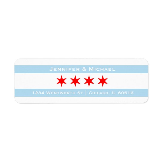 Étiquette Modèle du drapeau de Chicago | Red Stars | Bleu (Devant)