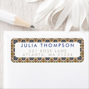 Étiquette Modèle Floral Vintage méditerranéen coloré