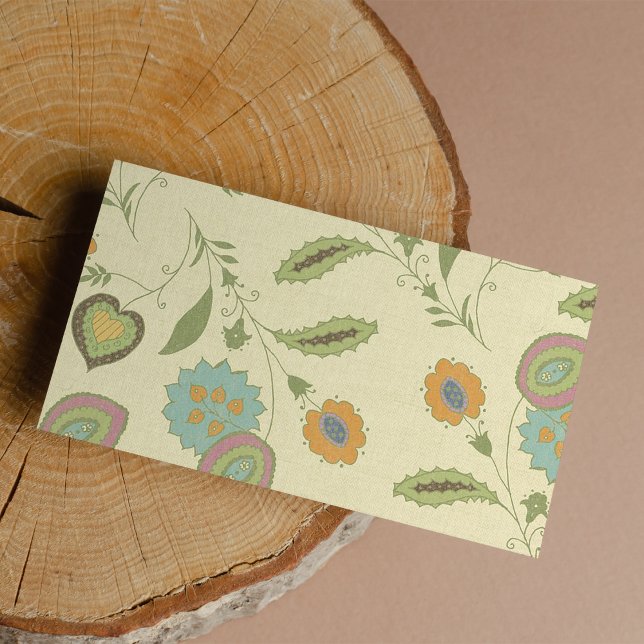 Étiquette Modèle Floral vintage Vert Et Jaune (Vintage Green And Yellow Floral Pattern )