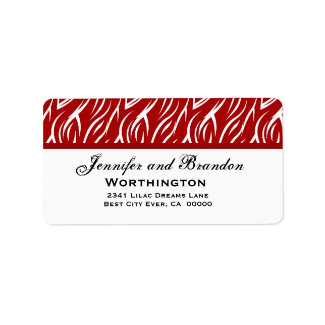 Étiquette Modèle Mariage d'impression Red Zebra (Devant)