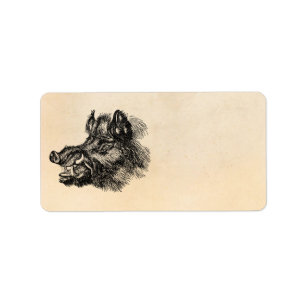 Étiquette Modèle méchant vintage de défenses du sanglier