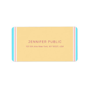 Étiquette Modèle moderne tendance rose jaune bleu rose Adres