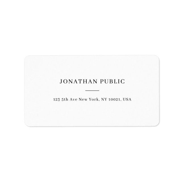 Étiquette Modèle personnalisé moderne blanc simple (Devant)