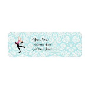 Étiquette Modèle turquoise Damask Patinage sur glace