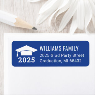 Étiquette Modern 2024 Royal Blue Graduation Return Adresse