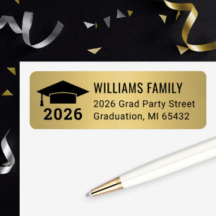 Étiquette Modern 2025 Gold Graduation Return Adresse