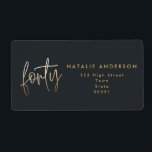 Étiquette Modern 40th birthday simple stylish elegant script<br><div class="desc">Modern 40th birthday simple stylish elegant gold script & geometric 40th birthday label Modern black and gold. Part of a collection.</div>