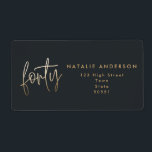 Étiquette Modern 40th birthday simple stylish elegant script<br><div class="desc">Modern 40th birthday simple stylish elegant gold script & geometric 40th birthday label Modern black and gold. Part of a collection.</div>