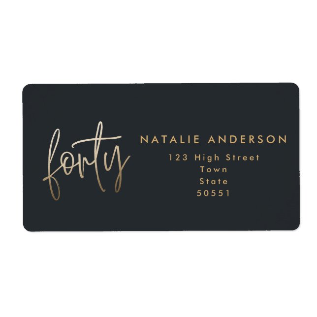 Étiquette Modern 40th birthday simple stylish elegant script (Devant)