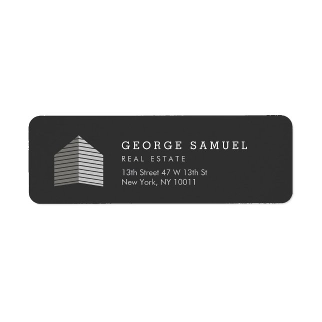Étiquette Modern Abstract Home Logo Realtor Black White (Devant)