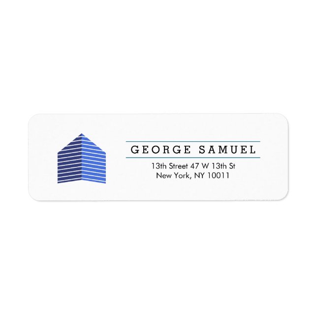 Étiquette Modern Abstract Home Logo Realtor Blue White (Devant)