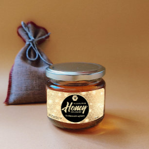 Étiquette Modern attractive sparkle gold bee script honey la