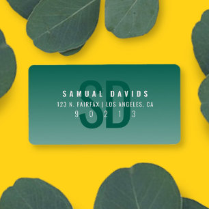 Étiquette Modern Bold Dark Green Ombre Adresse de retour