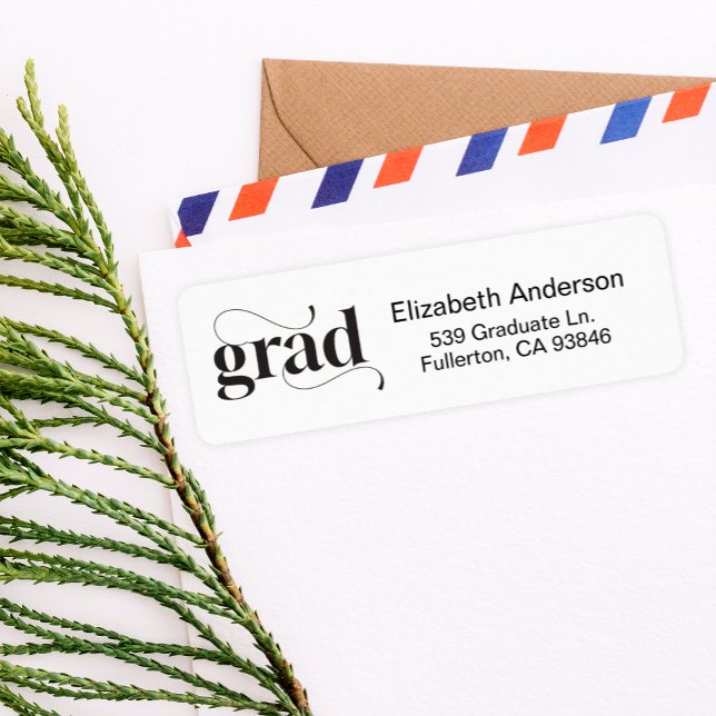 Étiquette Modern Bold Graduation Invitation Retour Adresse (Créateur téléchargé)