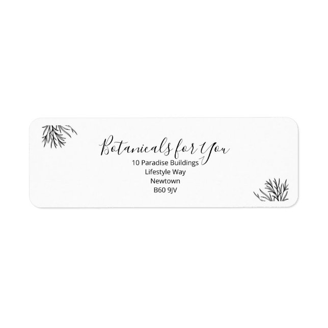 Étiquette Modern Botanical Script Return Address Label (Devant)