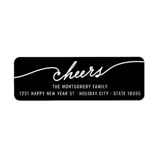 Étiquette Modern Cheers Calligraphy Script Holiday Adresse