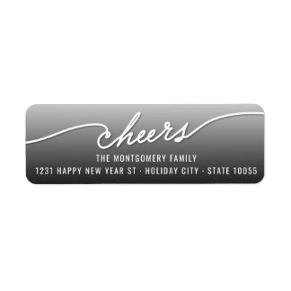Étiquette Modern Cheers Calligraphy Script Holiday Adresse