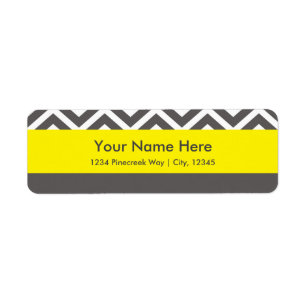 Étiquette Modern Chevron Gray & Yellow Classy Address Labels