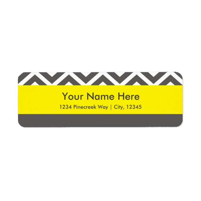 Étiquette Modern Chevron Gray & Yellow Classy Address Labels (Devant)