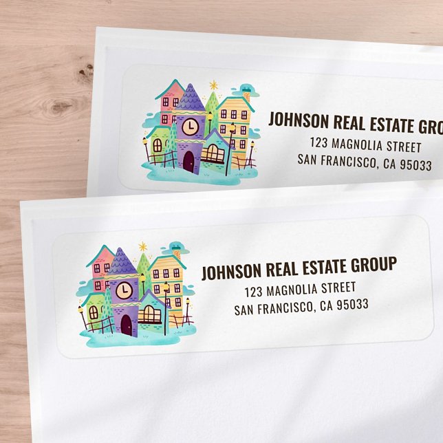 Étiquette Modern Christmas Town Village Holiday Christmas (Créateur téléchargé)