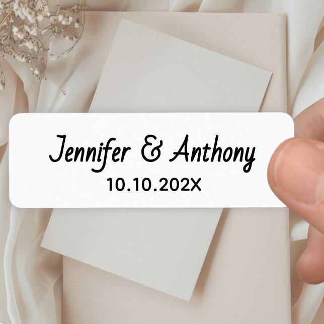 Étiquette Modern Couple Names & Date Wedding - Black (Créateur téléchargé)