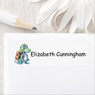 Étiquette Modern Cute Dinosaur Ajouter Votre Nom Enfants